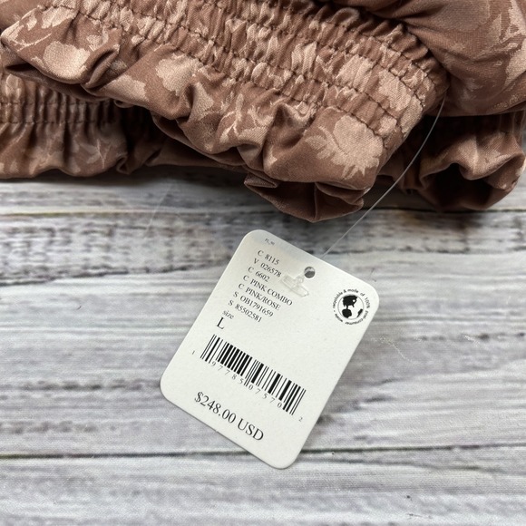 NWT Free People Puffer Jacket Crafted Floral Faux Fur Collar Bomber Sz Large - Picture 2 of 12